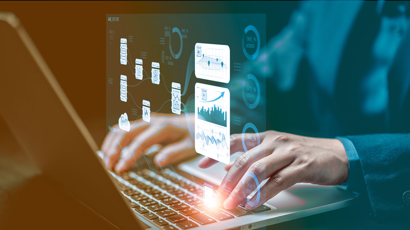 Laptop with data using predictive analytics