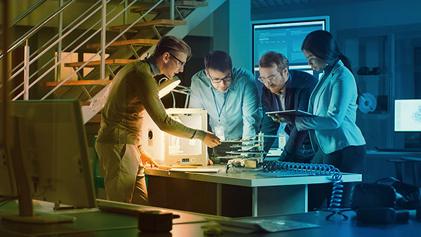 team working on product design