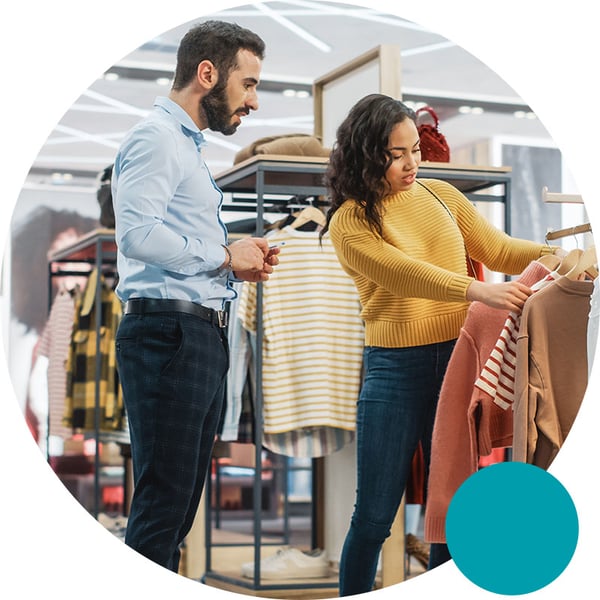 customer at clothing store