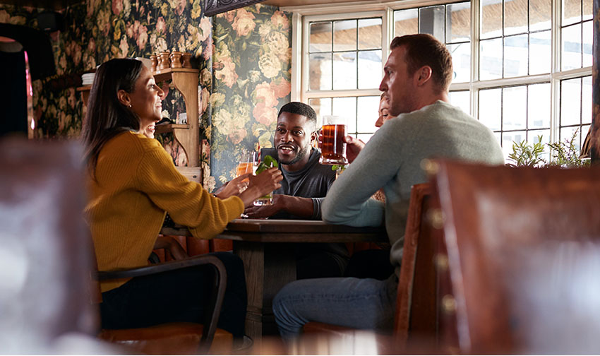 group of friends at a pub